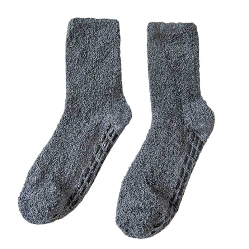 MySocks Chaussettes Gris / 39-45 Chaussettes Chaudes Antidérapantes Homme