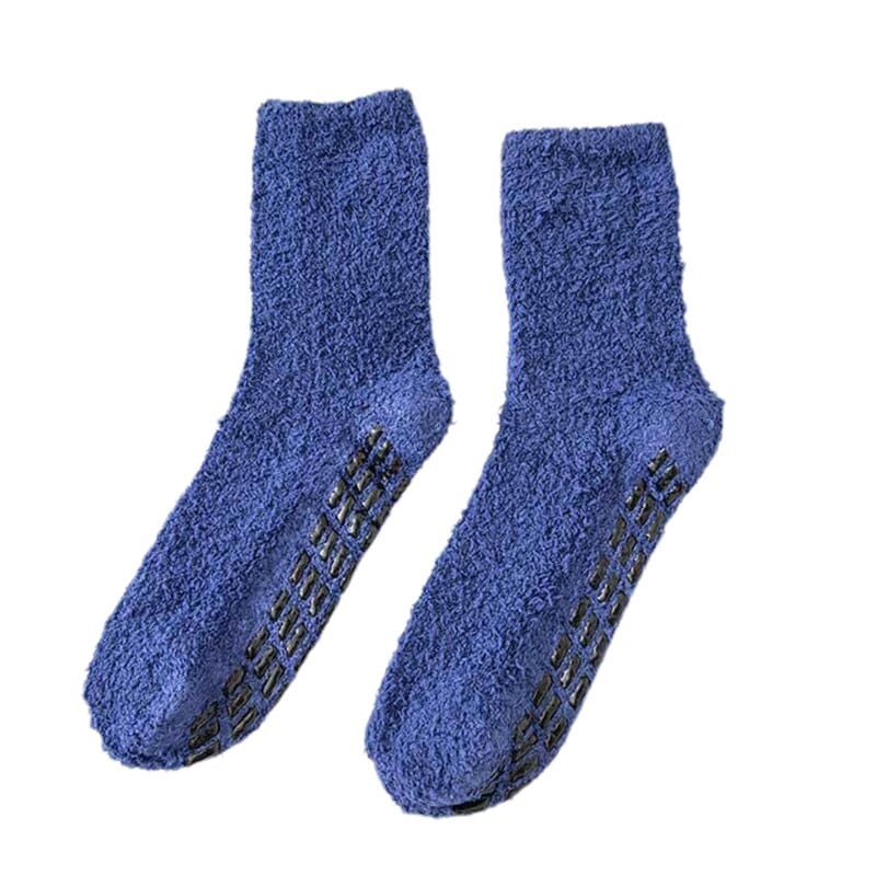 MySocks Chaussettes Bleu Marine / 39-45 Chaussettes Chaudes Antidérapantes Homme