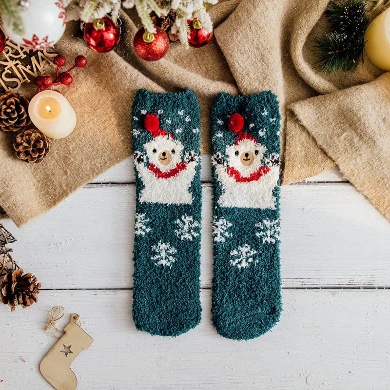 MySocks Chaussettes Ours / 35-42 Chaussettes Chaudes Fantaisie Noël