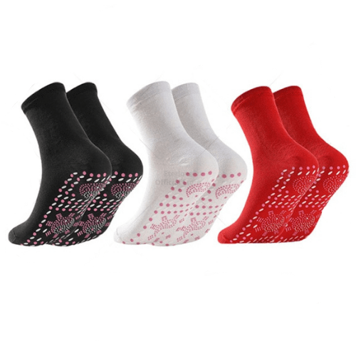 MySocks Chaussettes Blanc-Noir-Rouge / 3 Paires / 35-43 Chaussettes Chauffantes Sport