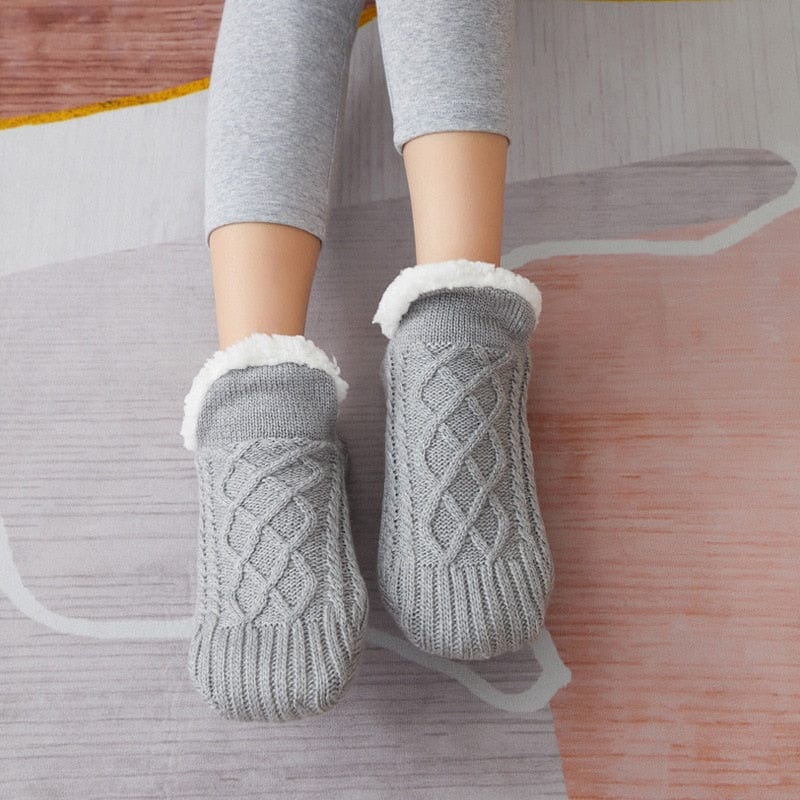 MySocks Chaussettes Gris / 35-39 Chaussettes Cocooning Antidérapantes