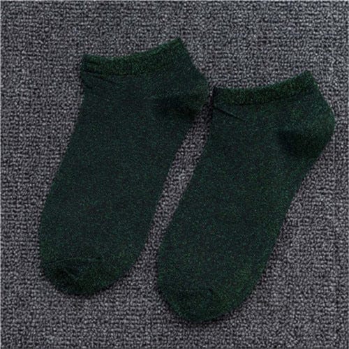 MySocks Chaussettes Vert / 34-39 Chaussettes Courtes Paillettes Femme