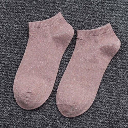 MySocks Chaussettes Rose / 34-39 Chaussettes Courtes Paillettes Femme