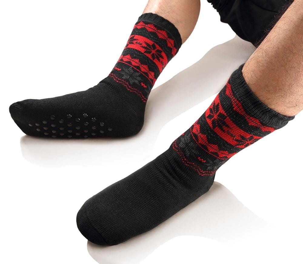 MySocks Chaussettes Noir / 40-43 Chaussettes d'Intérieur Antidérapantes Homme