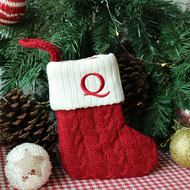 MySocks Chaussettes Rouge / Q / Unique Chaussettes De Noël Personnalisée