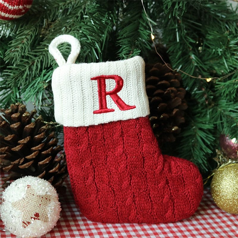 MySocks Chaussettes Rouge / R / Unique Chaussettes De Noël Personnalisée