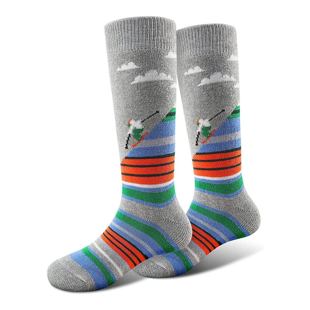 MySocks Chaussettes Gris / Unique Chaussettes De Ski Fantaisie