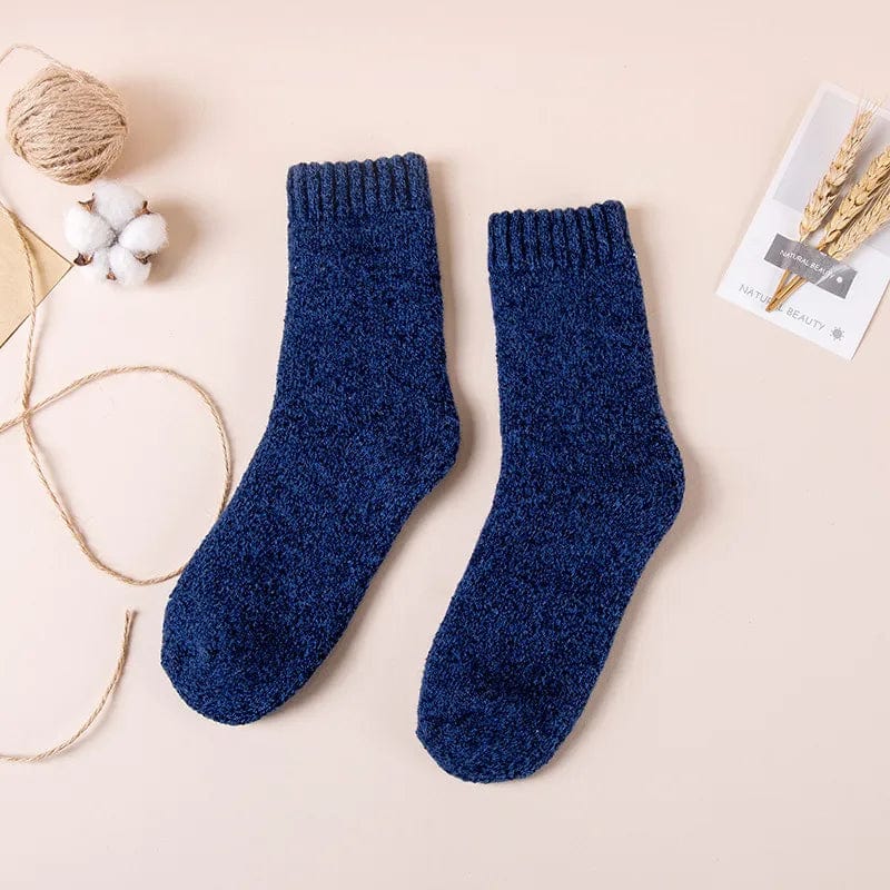 MySocks Chaussettes Bleu / 3 Paires / 39-46 Chaussettes En Laine De Mouton