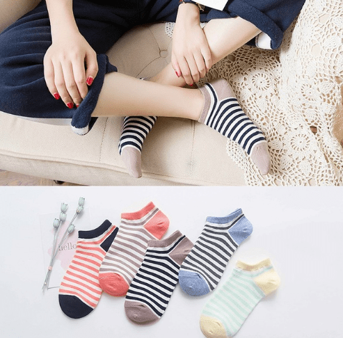 MySocks Chaussettes Rayures / 5 Paires / 35-39 Chaussettes Femme Coton