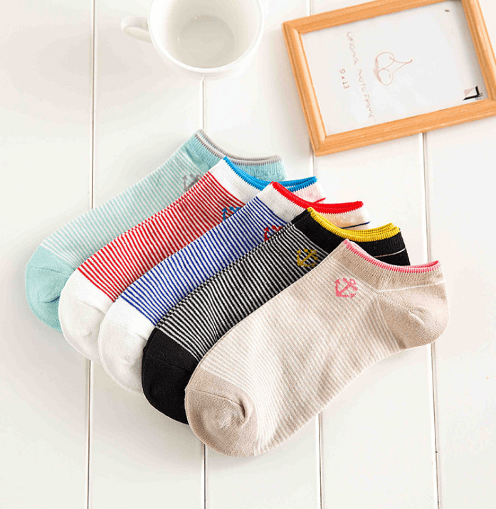 MySocks Chaussettes Ancre De Bâteau / 5 Paires / 35-39 Chaussettes Femme Coton