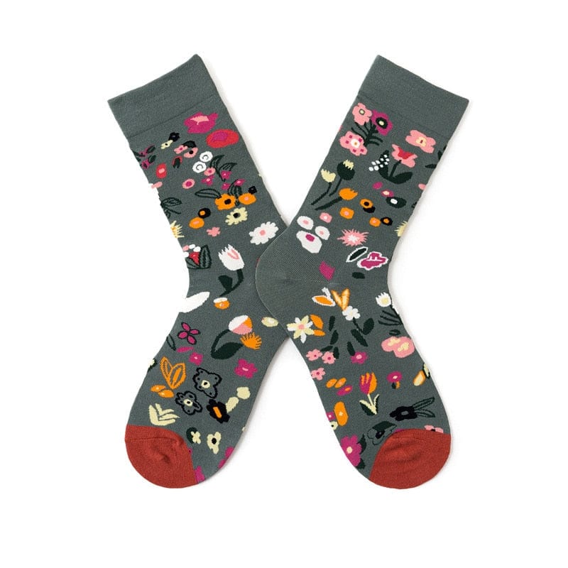 MySocks Chaussettes Vert / Fleurs / Unique Chaussettes Fleurs