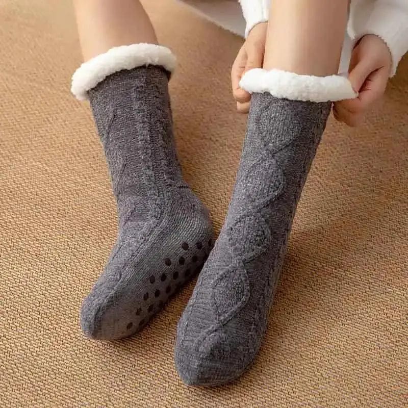 MySocks Chaussettes Gris / 36-42 Chaussettes Fourrées Femme