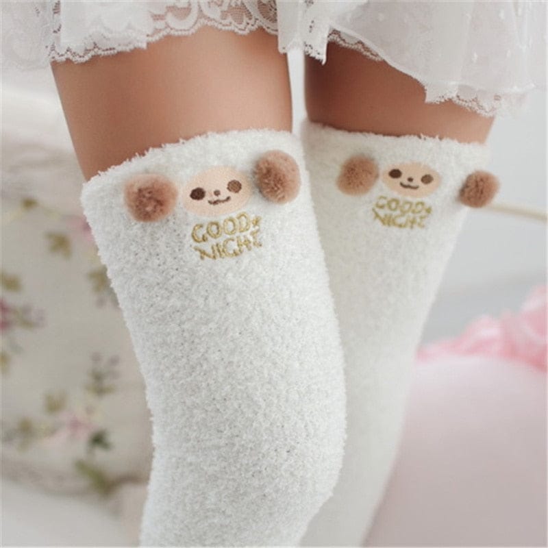 MySocks Chaussettes Blanc / Unique Chaussettes Hautes Chaudes Femme