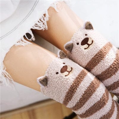 MySocks Chaussettes Marron / Unique Chaussettes Hautes Chaudes Femme