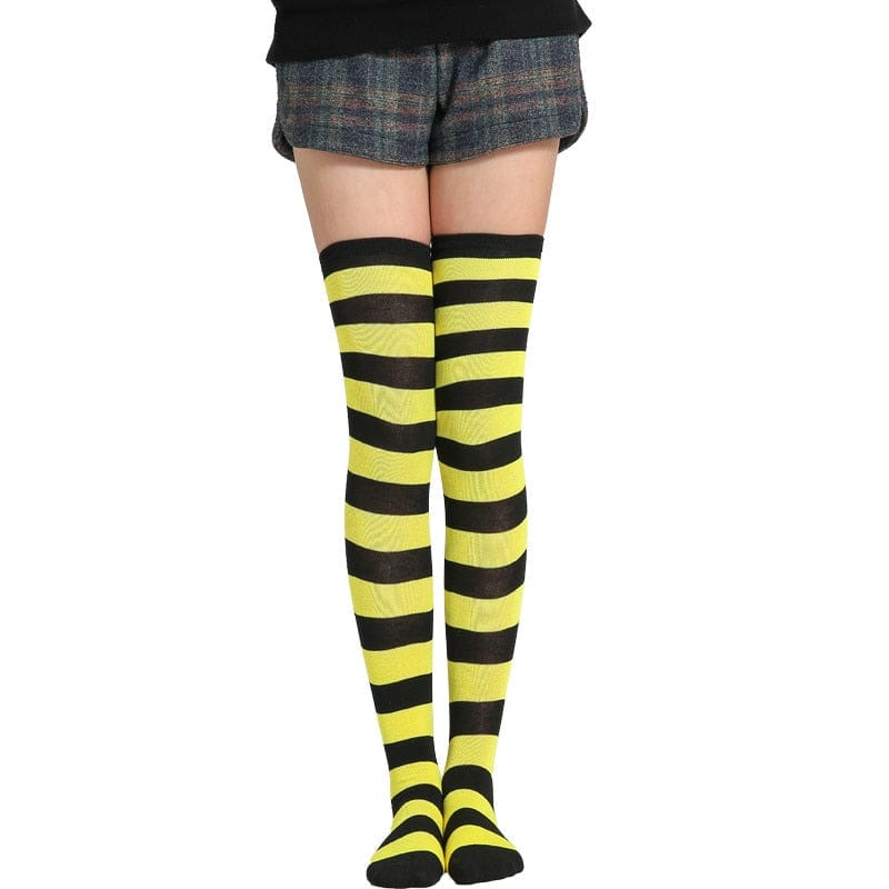 MySocks Chaussettes Noir & Jaune / Unique Chaussettes Hautes Japonaises