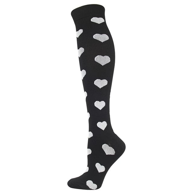 MySocks Chaussettes Noir & Blanc / Cœurs / 35-41 Chaussettes Hautes Sport Femme