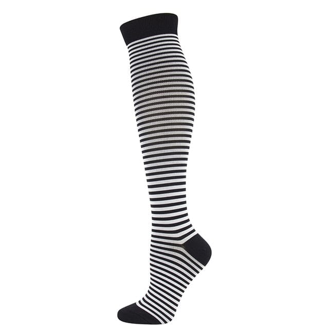 MySocks Chaussettes Noir & Blanc / Rayures / 35-41 Chaussettes Hautes Sport Femme