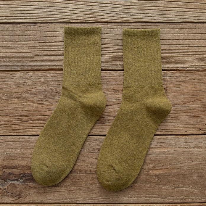 MySocks Chaussettes Vert Olive / Unique Chaussettes Homme Coton