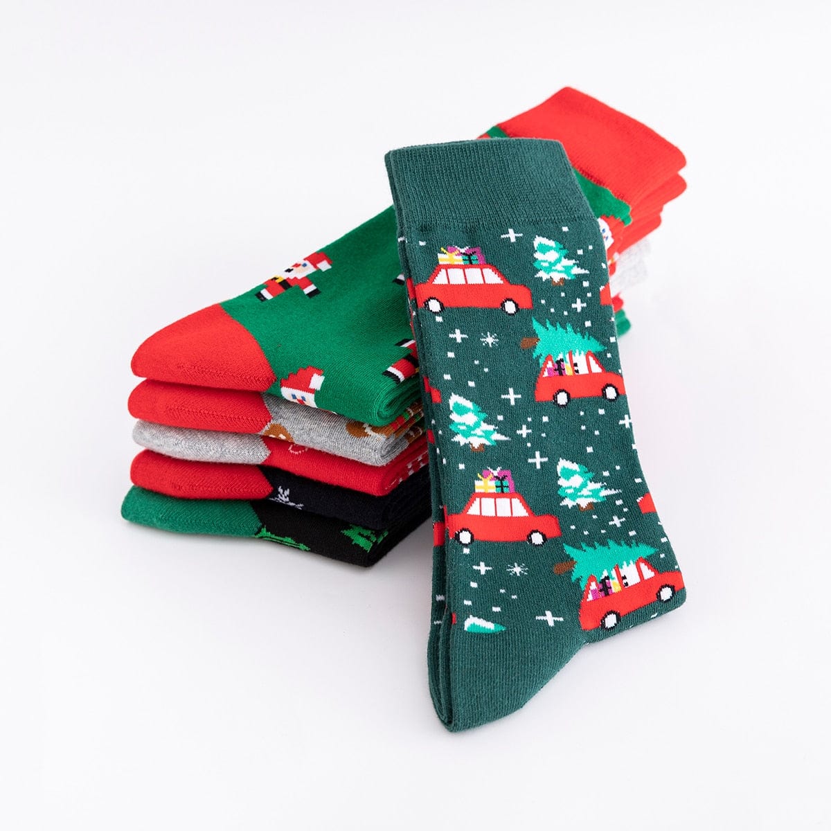 MySocks Chaussettes Noël / 6 Paires / 39-45 Chaussettes Homme Fantaisie Noël