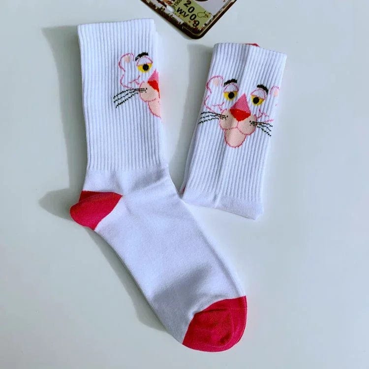 MySocks Chaussettes Blanc Chaussettes Panthère Rose