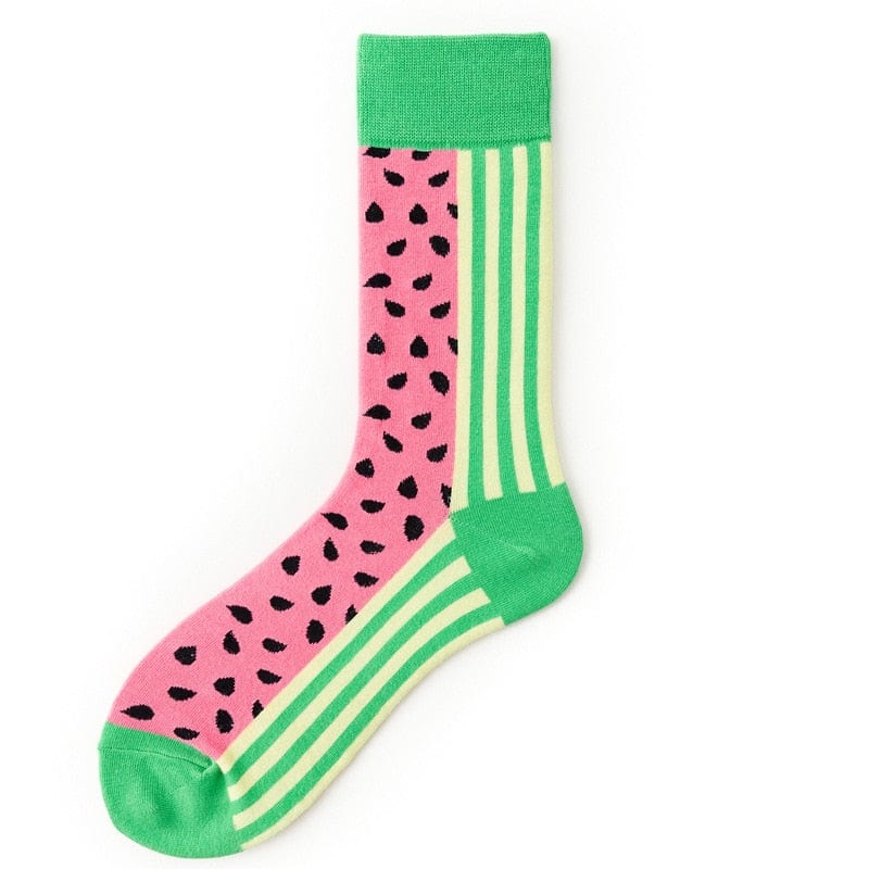 MySocks Chaussettes Rose & Vert / Pastèque / Unique Chaussettes Pastèque