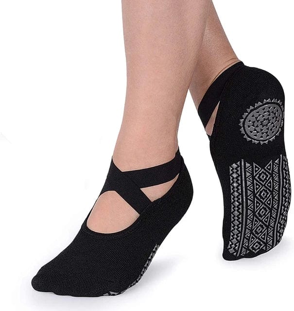 MySocks Chaussettes Noir / 1 Paire / 35-40 Chaussettes Pilates Antidérapantes