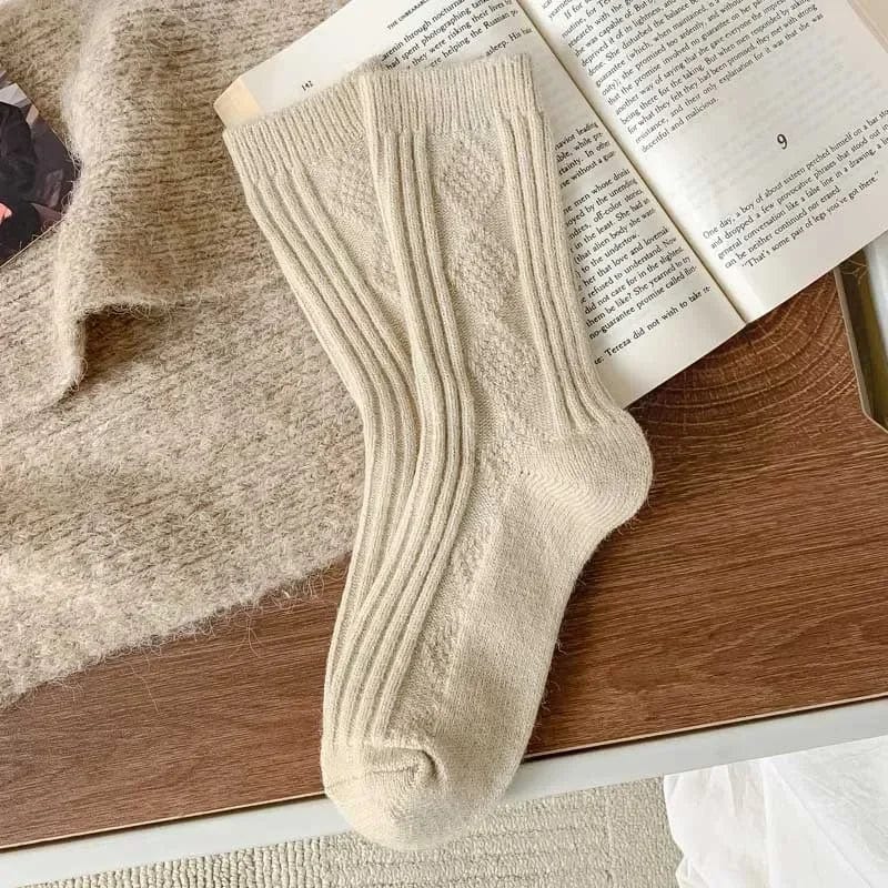 MySocks Chaussettes Beige Pâle / 2 Paires / Unique Chaussettes Tricot