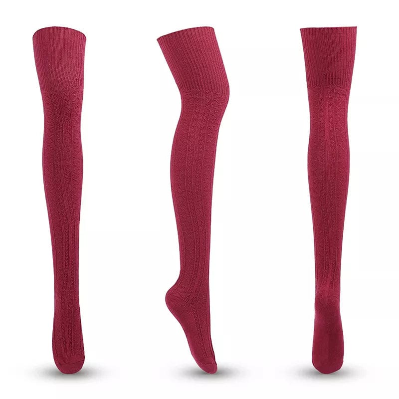 MySocks Chaussettes Rouge Bordeaux / Unique Cuissarde Chaussette Femme