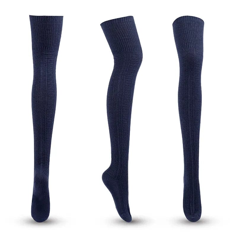 MySocks Chaussettes Bleu Foncé / Unique Cuissarde Chaussette Femme