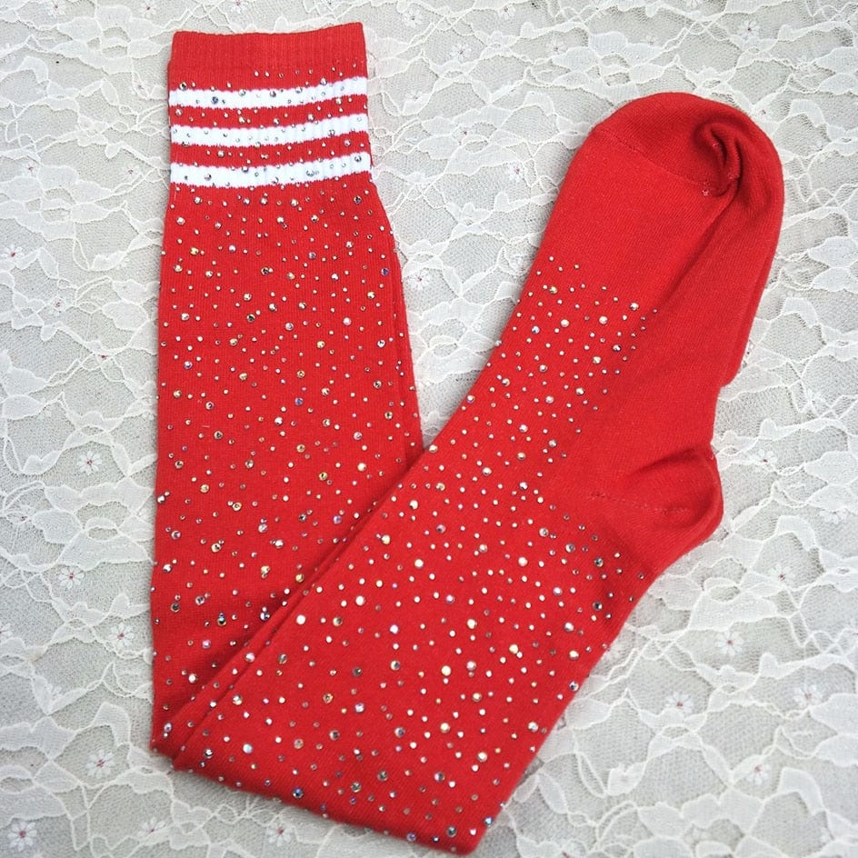 MySocks Chaussettes Rouge / Unique Cuissarde Chaussette Paillette