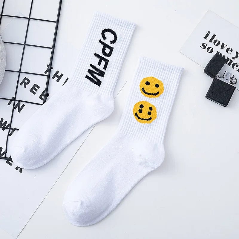 MySocks Chaussettes Blanc / 35-43 Emoji Chaussette